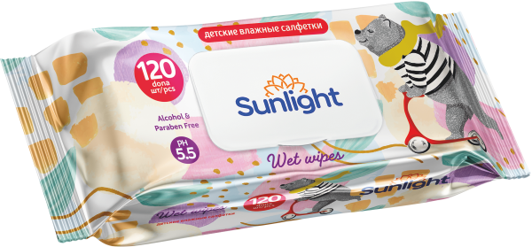 Sunlight Baby Wet Wipes – Bear & Zebra (120 pcs)